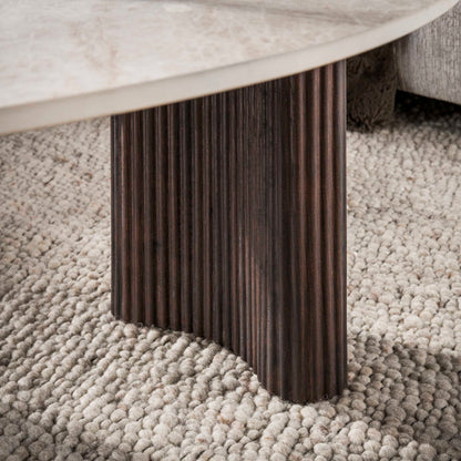 Couchtisch Set CERAMO APERTO 2-tlg. organisches Design-Set mit 3D-Keramikplatte