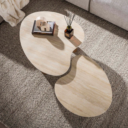 Couchtisch Set CERAMO APERTO 2-tlg. organisches Design-Set mit 3D-Keramikplatte
