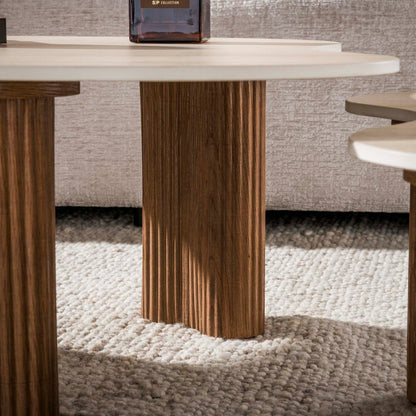 Couchtisch Set CERAMO APERTO 2-tlg. organisches Design-Set mit 3D-Keramikplatte