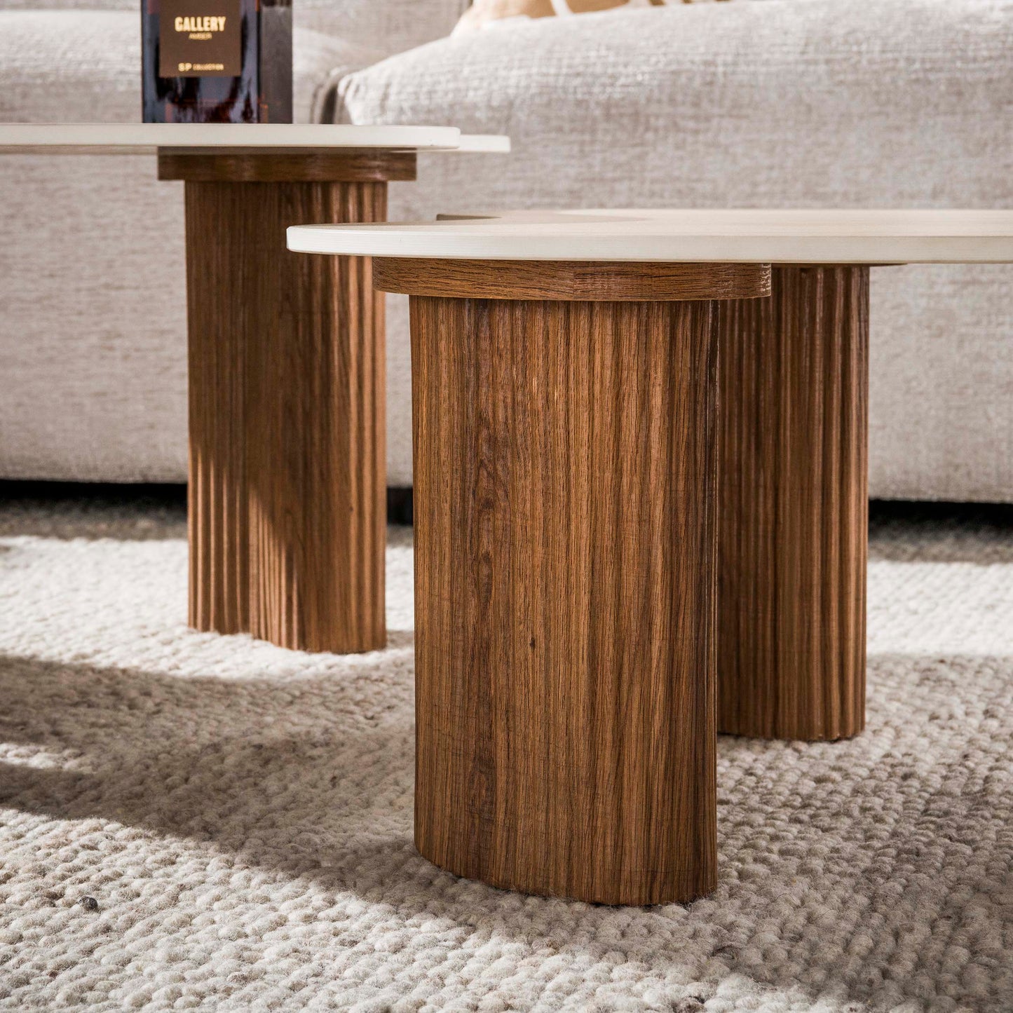 Couchtisch Set CERAMO APERTO 2-tlg. organisches Design-Set mit 3D-Keramikplatte
