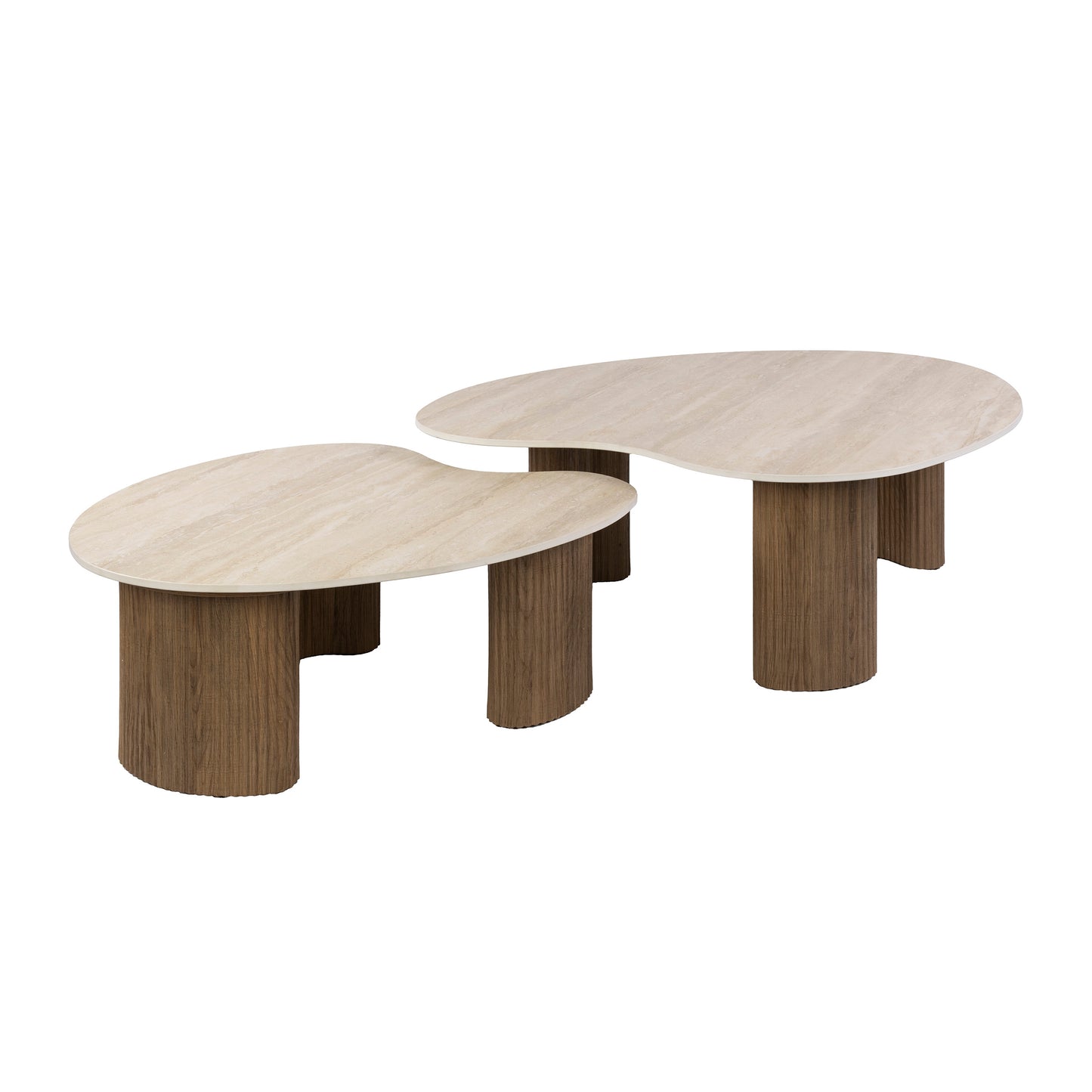 Couchtisch Set CERAMO APERTO 2-tlg. organisches Design-Set mit 3D-Keramikplatte