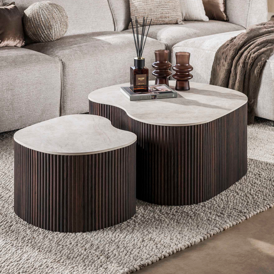 Couchtisch CERAMO MEDIO 2-teilige organische Lounge-Tische im Monolith-Design