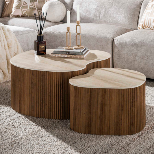 Couchtisch CERAMO MEDIO 2-teilige organische Lounge-Tische im Monolith-Design