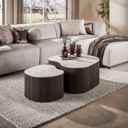 Couchtisch CERAMO MEDIO 2-teilige organische Lounge-Tische im Monolith-Design