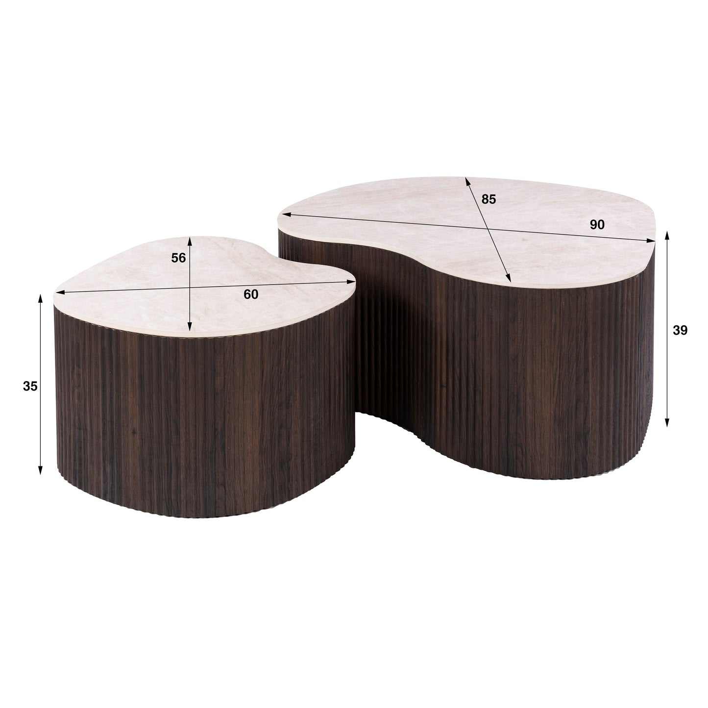Couchtisch CERAMO MEDIO 2-teilige organische Lounge-Tische im Monolith-Design