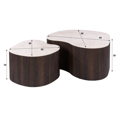 Couchtisch CERAMO MEDIO 2-teilige organische Lounge-Tische im Monolith-Design