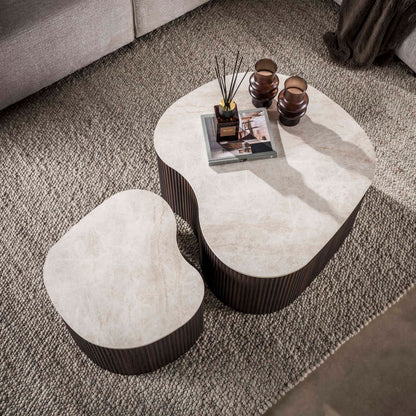 Couchtisch CERAMO MEDIO 2-teilige organische Lounge-Tische im Monolith-Design