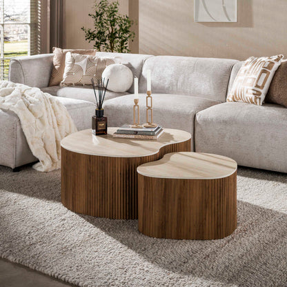Couchtisch CERAMO MEDIO 2-teilige organische Lounge-Tische im Monolith-Design