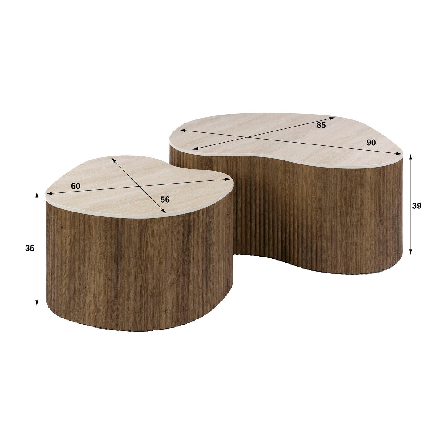 Couchtisch CERAMO MEDIO 2-teilige organische Lounge-Tische im Monolith-Design