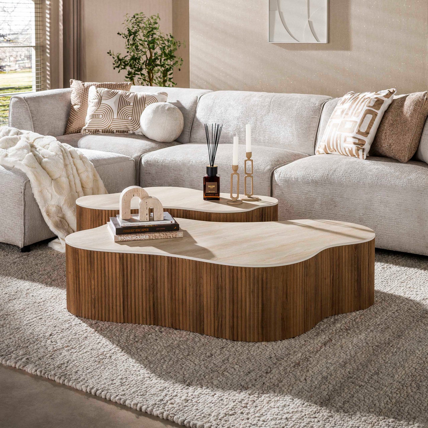 Couchtisch Set CERAMO GRANDE 2-teilige XXL-Loungetische im Monolith-Design