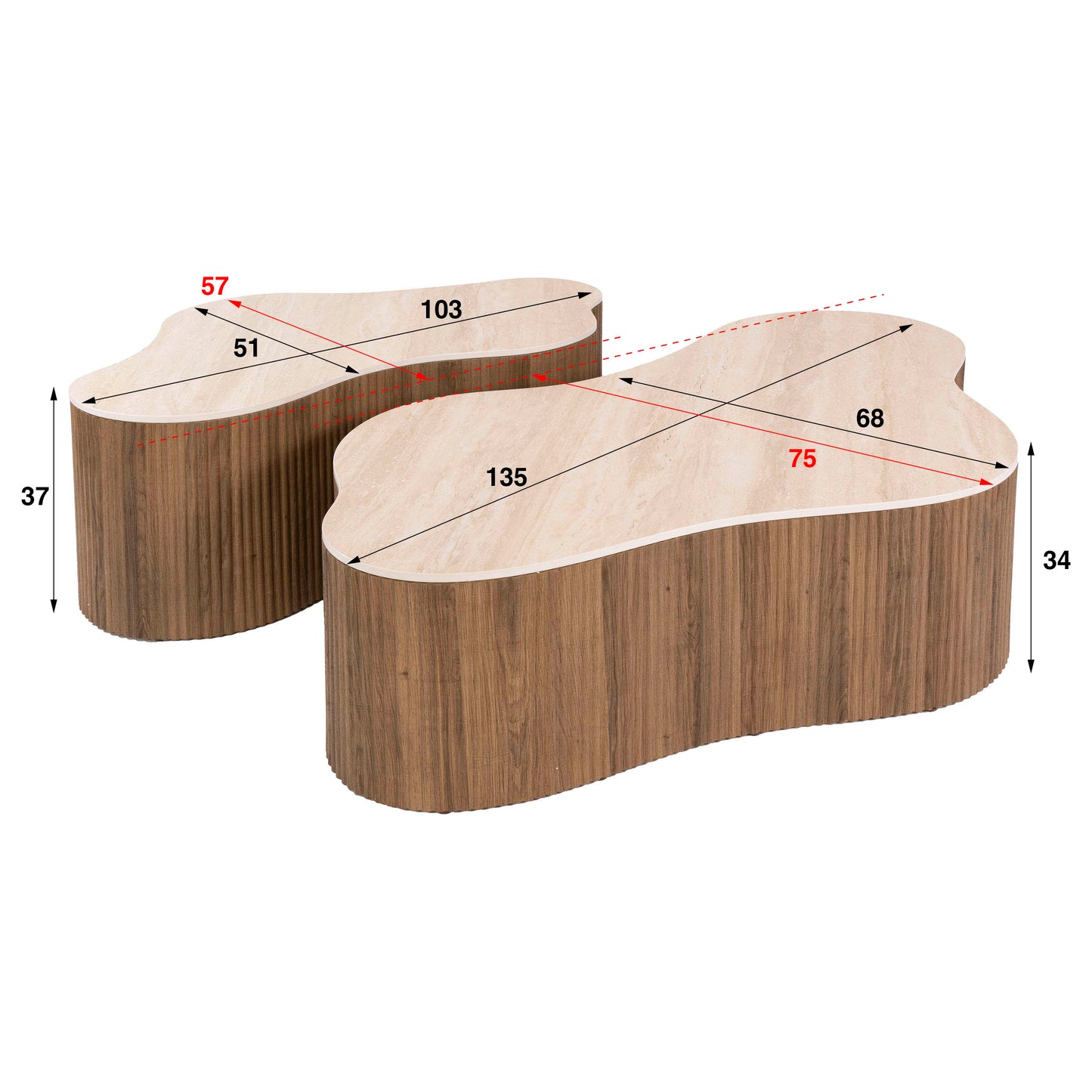 Couchtisch Set CERAMO GRANDE 2-teilige XXL-Loungetische im Monolith-Design
