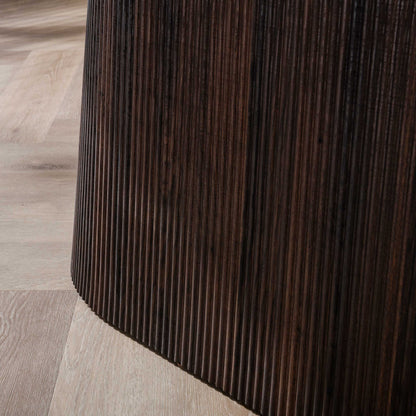 Esstisch CERAMO CENTO Dänisch ovaler Premium-Tisch mit 3D-Keramikplatte & Rillen-Säule 215 cm