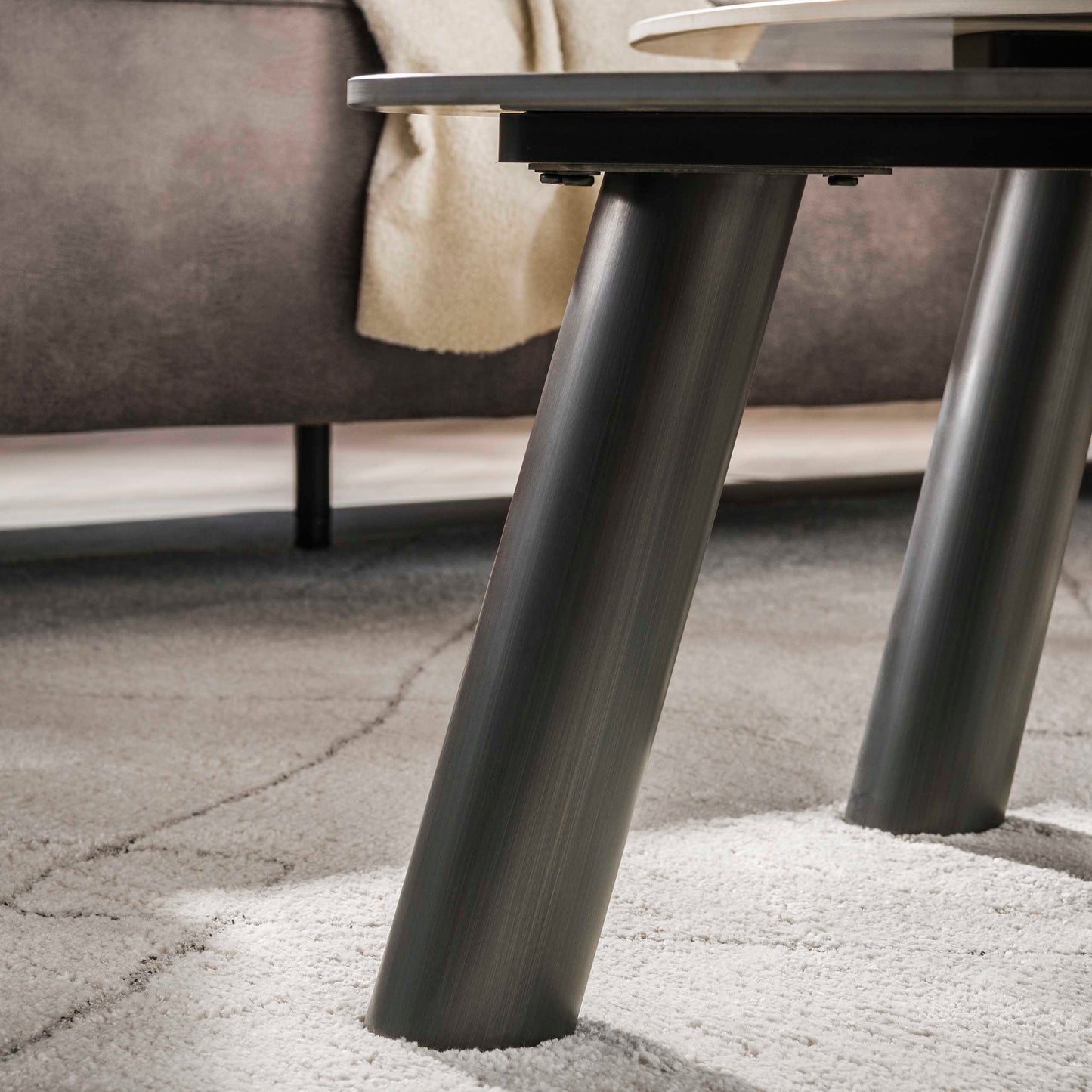 Couchtisch-Set TWIN BICOLORE GRANDE Organische Log-Satztische in 3D-Keramik (Grau & Anthrazit)