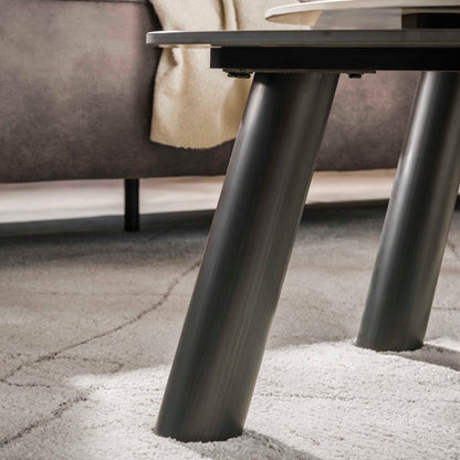 Couchtisch-Set TWIN BICOLORE GRANDE Organische Log-Satztische in 3D-Keramik (Grau & Anthrazit)