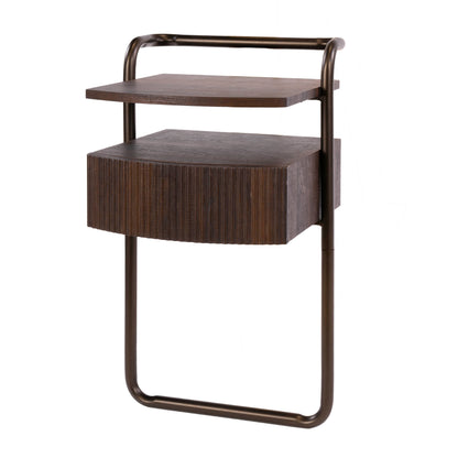 Nachttisch BEND 3D-OAK Schwebende Rohrrahmen-Konsole mit Rillen-Schublade 39 cm