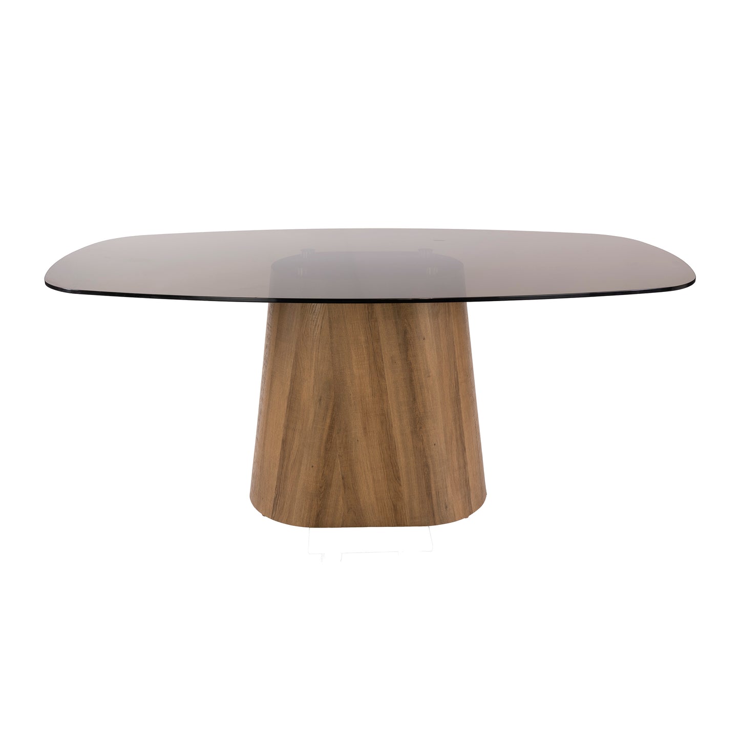Esstisch TINTO CENTRO Dänisch-Ovaler Säulentisch mit Rauchglas & Eichenoptik 180 cm