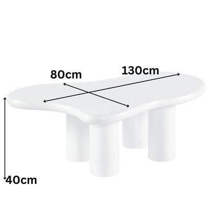 Couchtisch Bobbio MDF weiß organisches Design 130cm