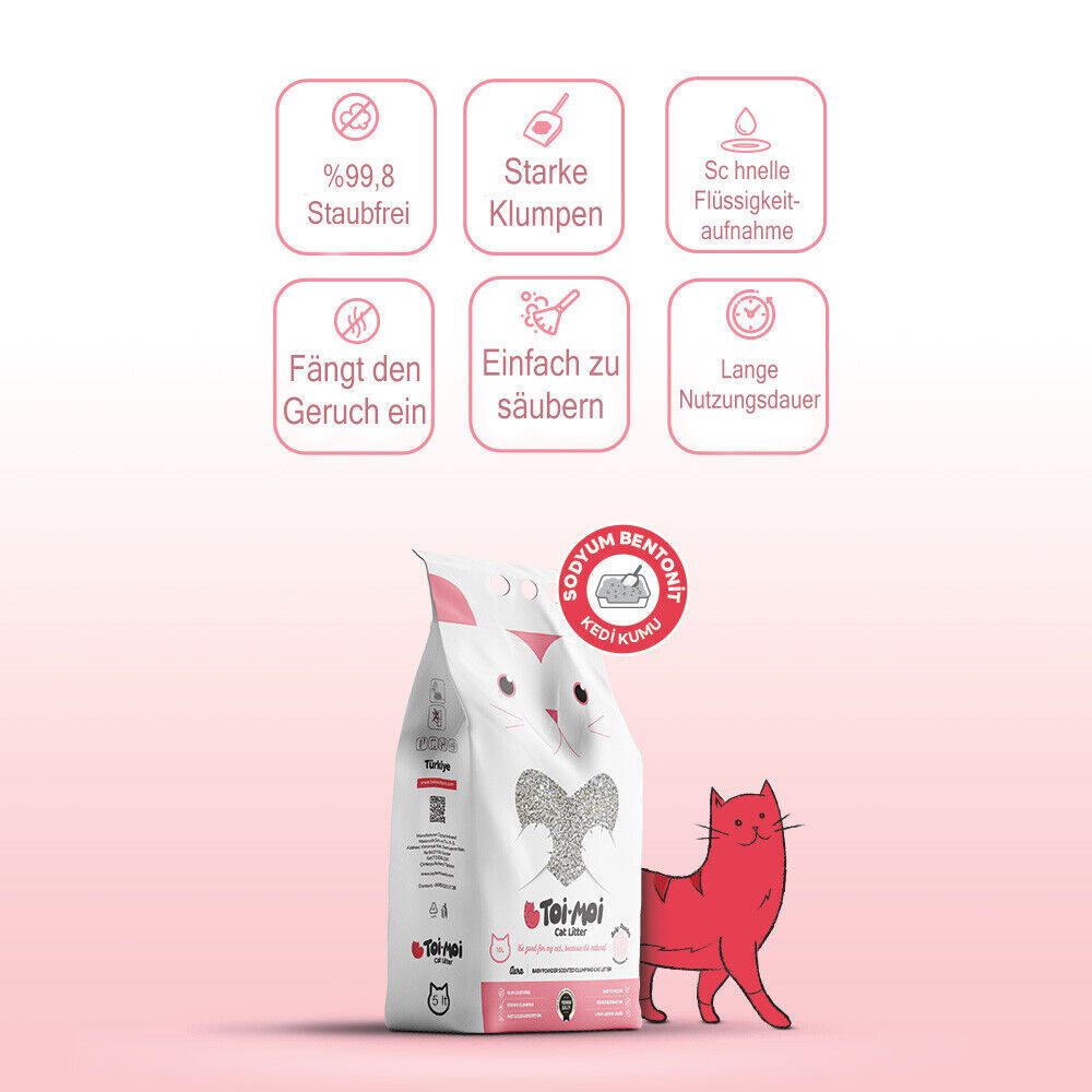 5L 10L 30L Toi Moi Katzenstreu klumpend mit Babypuderduft Naturprodukt staubarm