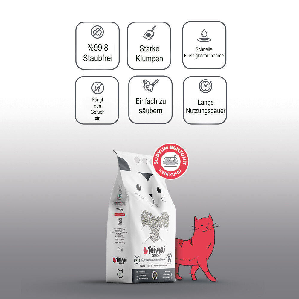 5L 10L 30L Toi Moi Katzenstreu klumpend mit Babypuderduft Naturprodukt staubarm