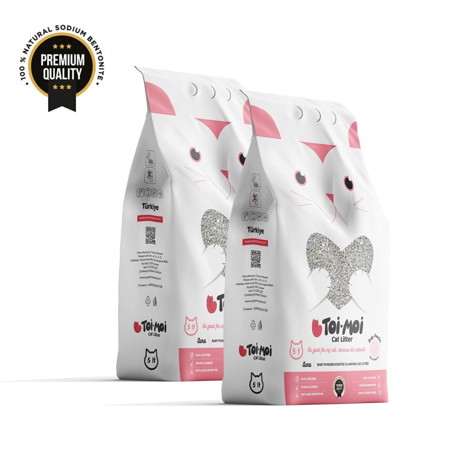 5L 10L 30L Toi Moi Katzenstreu klumpend mit Babypuderduft Naturprodukt staubarm