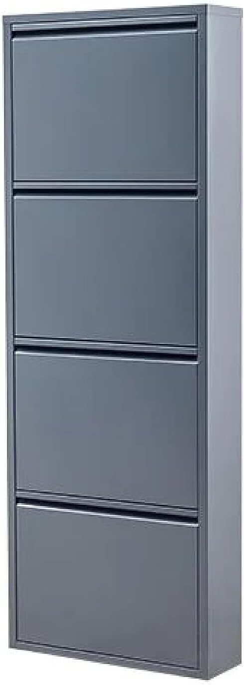 Schuhschrank metall 4 Klappen Schuhkipper Schuhregal platzsparend glanz schmal