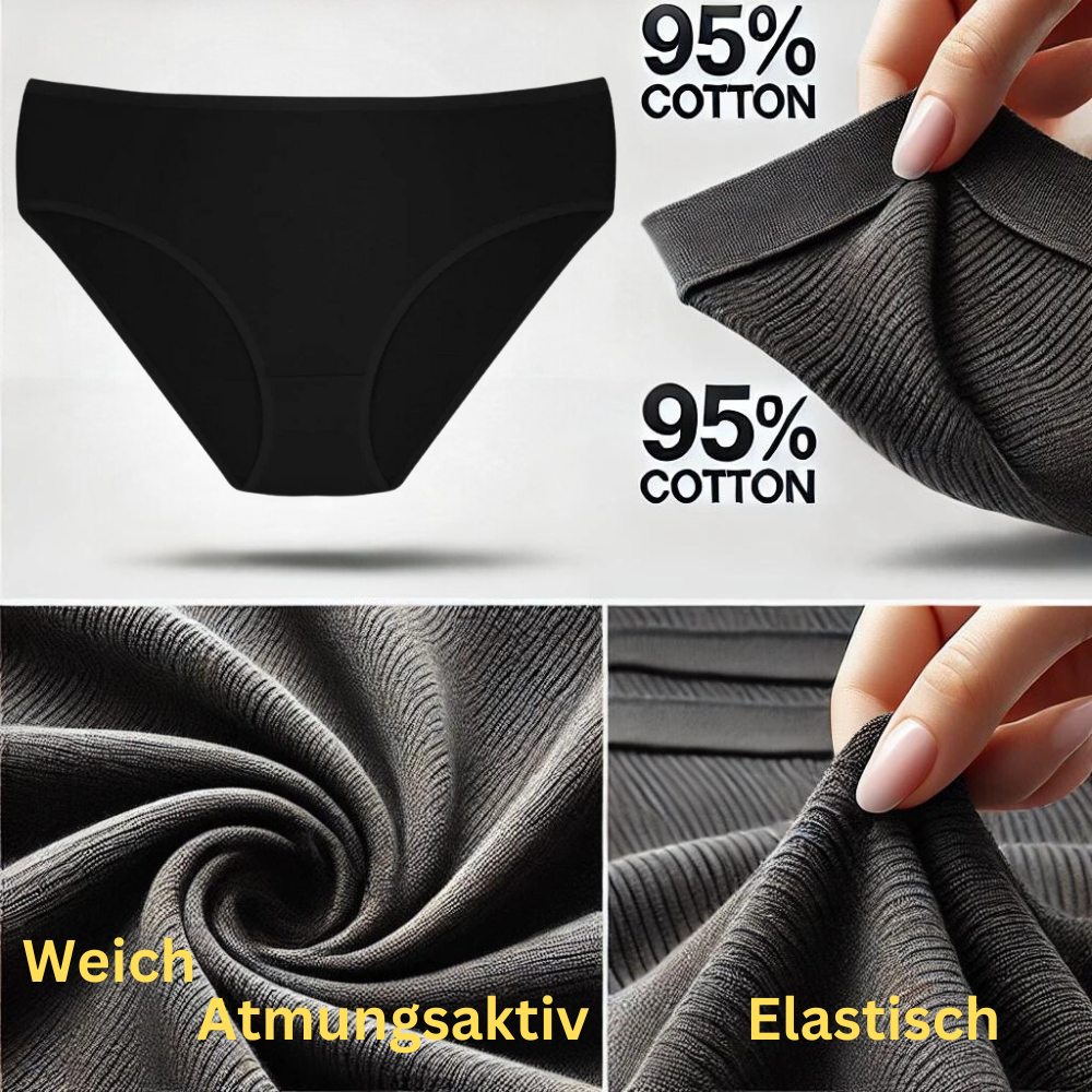 7er Damen Slips Set Unterhosen schwarz Baumwolle Panty Unterwäsche Frauen S-3XL