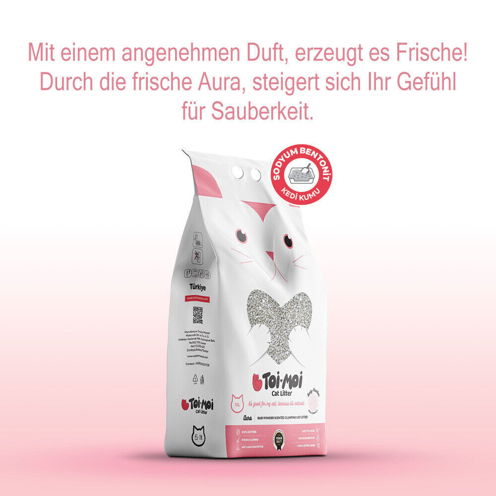 5L 10L 30L Toi Moi Katzenstreu klumpend mit Babypuderduft Naturprodukt staubarm