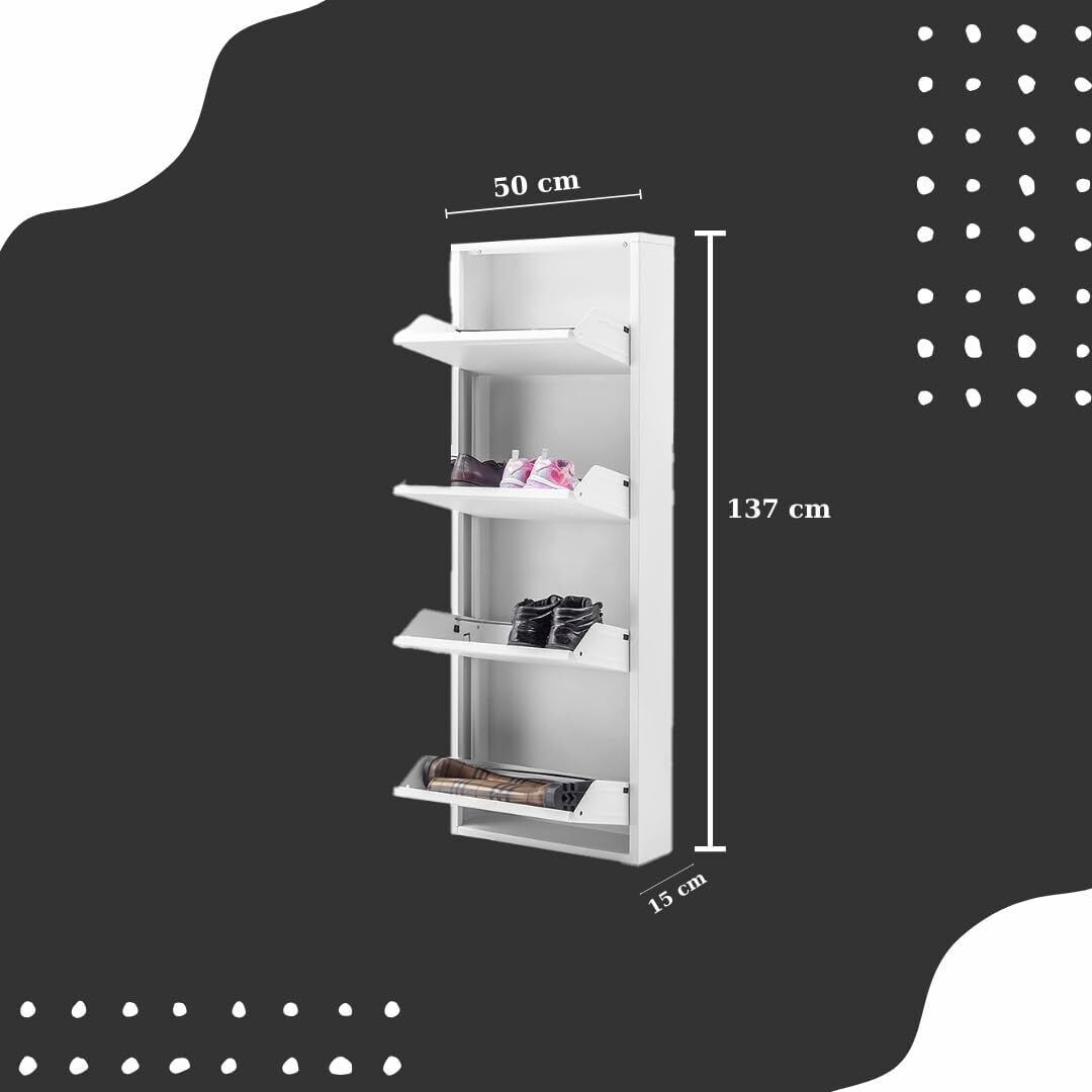 Schuhschrank metall 4 Klappen Schuhkipper Schuhregal platzsparend glanz schmal