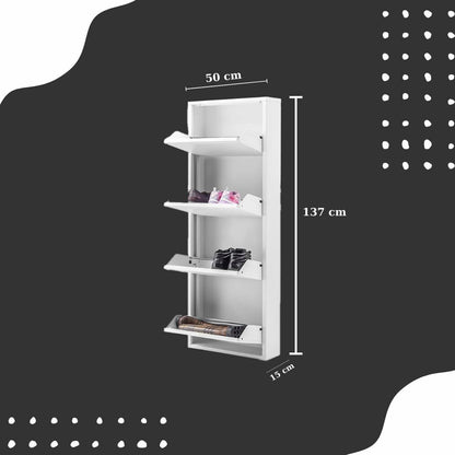 Schuhschrank metall 4 Klappen Schuhkipper Schuhregal platzsparend glanz schmal