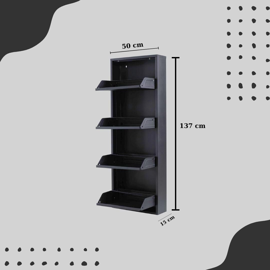 Schuhschrank metall 4 Klappen Schuhkipper Schuhregal platzsparend glanz schmal