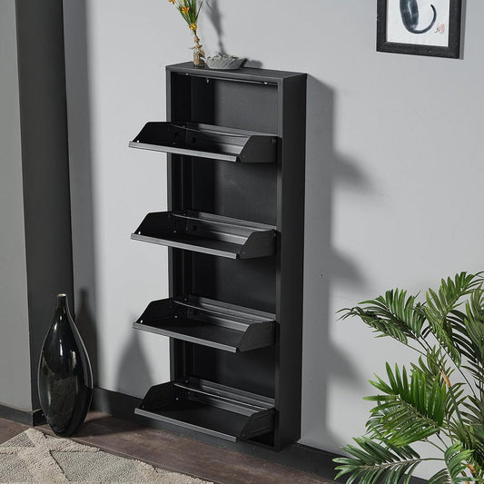 Schuhschrank metall 4 Klappen Schuhkipper Schuhregal glanz Produktionsfehler