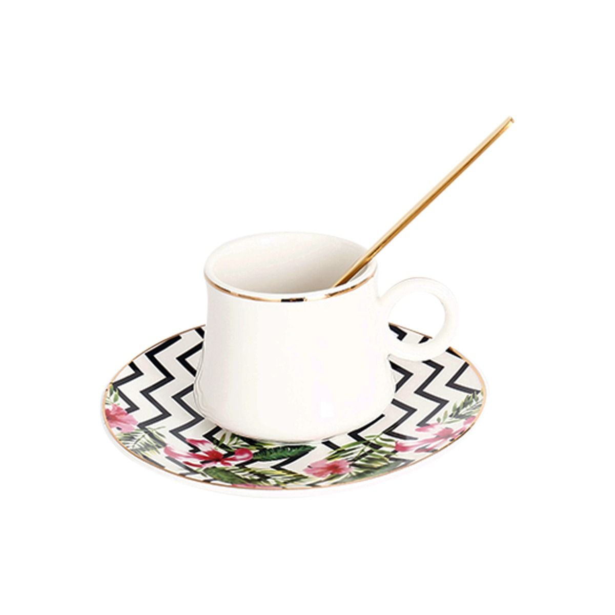 Bricard Tee - Espresso Set 24 telig Weiß Schwarz mit Goldenen Details