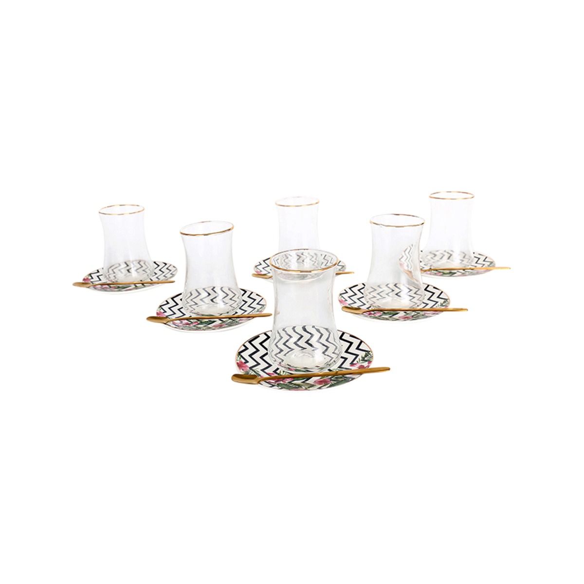 Bricard Tee - Espresso Set 24 telig Weiß Schwarz mit Goldenen Details