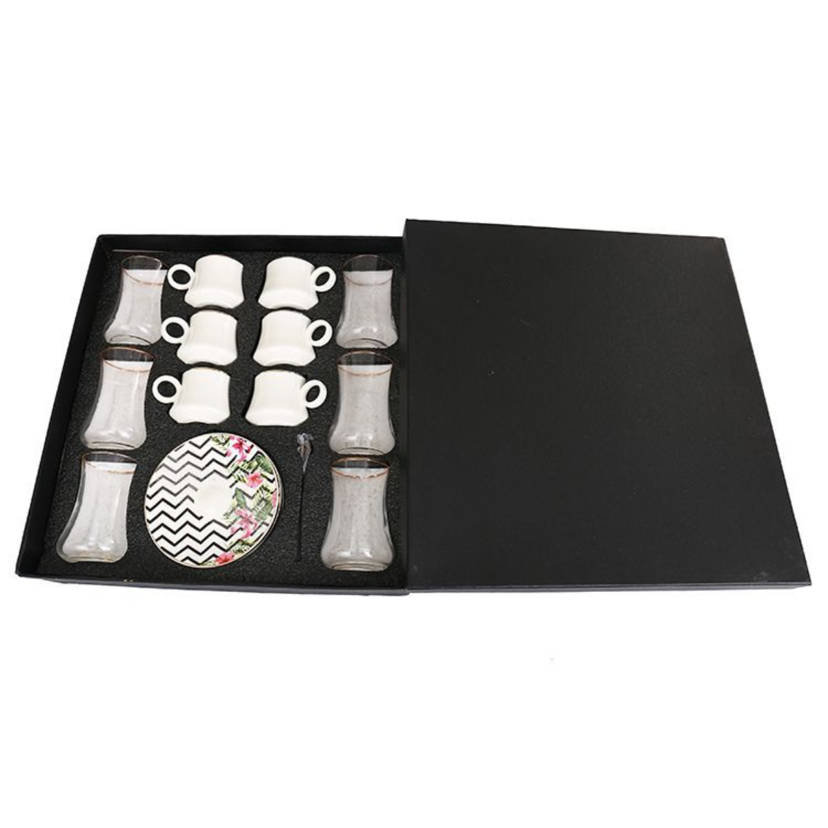 Bricard Tee - Espresso Set 24 telig Weiß Schwarz mit Goldenen Details