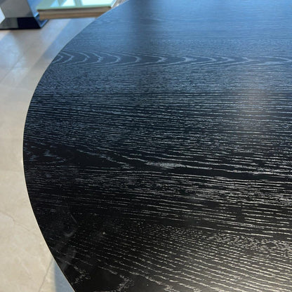 Esstisch Dervio MDF Tischplatte in edler Holzoptik Tischbein im Säulenstil oval