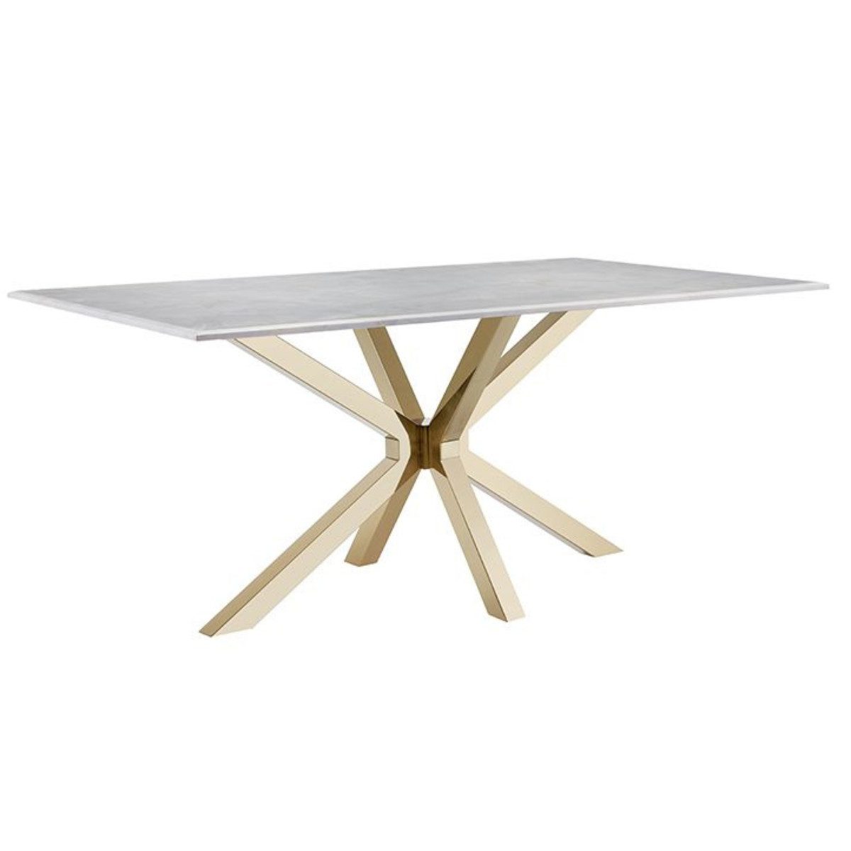 Esstisch Terni mit edlen Edelstahlbeinen Glas/Marmoroptik Tischplatte 180cm
