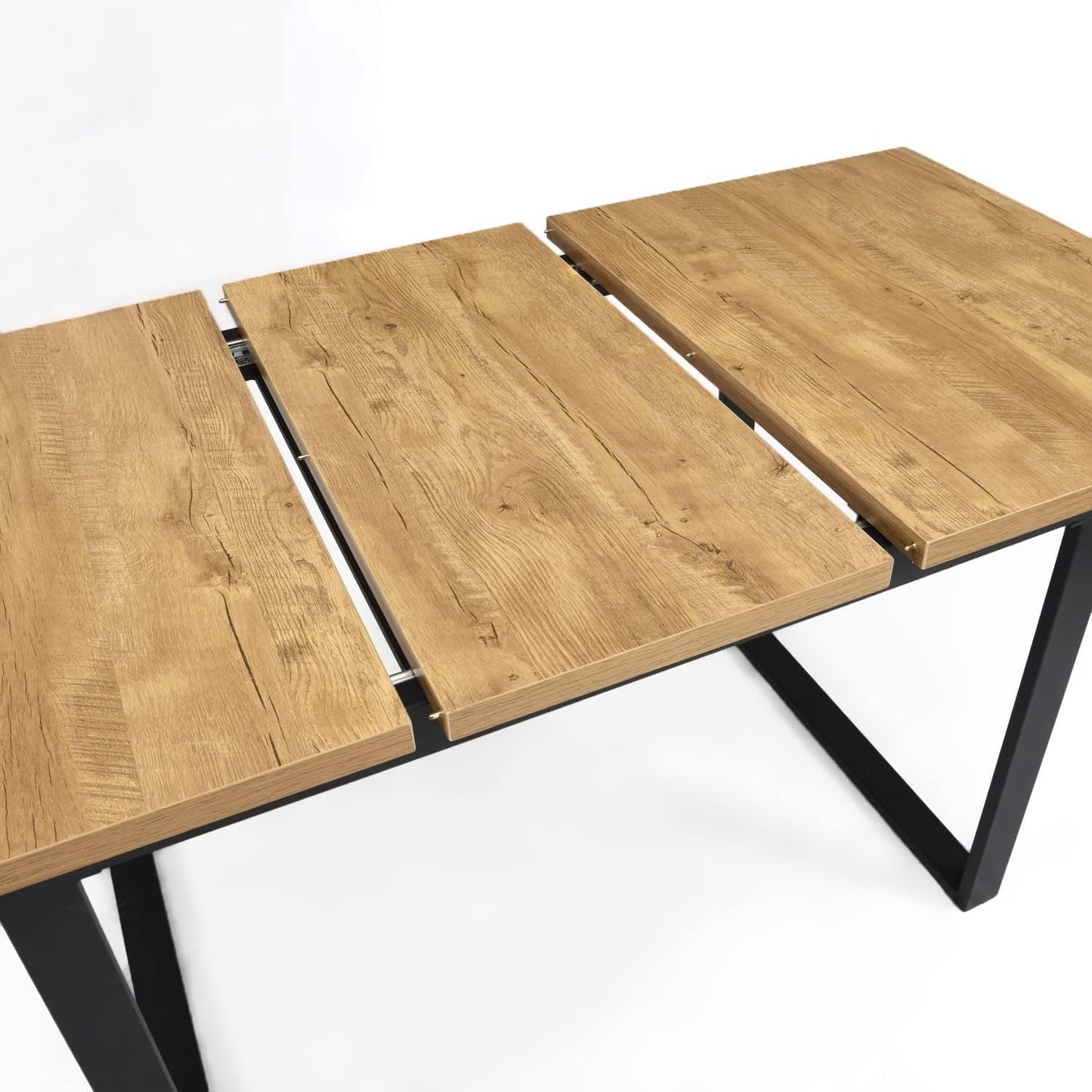 Esstisch Silas | ausziehbar 120-160 x80 cm 4-6 Personen Küchentisch Holztisch mit Kufen Gestell schwarz Esszimmer skandinavisch Industrial Design