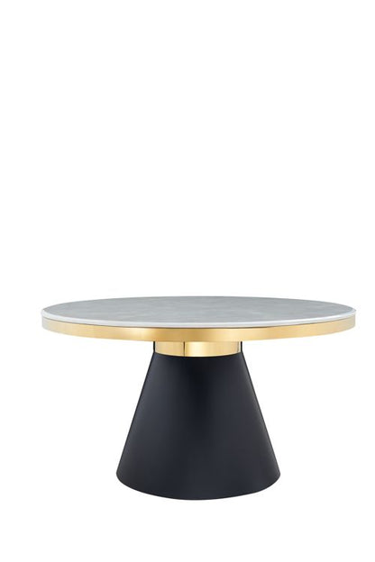 Moderner Runder Esstisch – Eleganz in Marmoroptik und Matt Schwarz Ø 140 x 76 cm