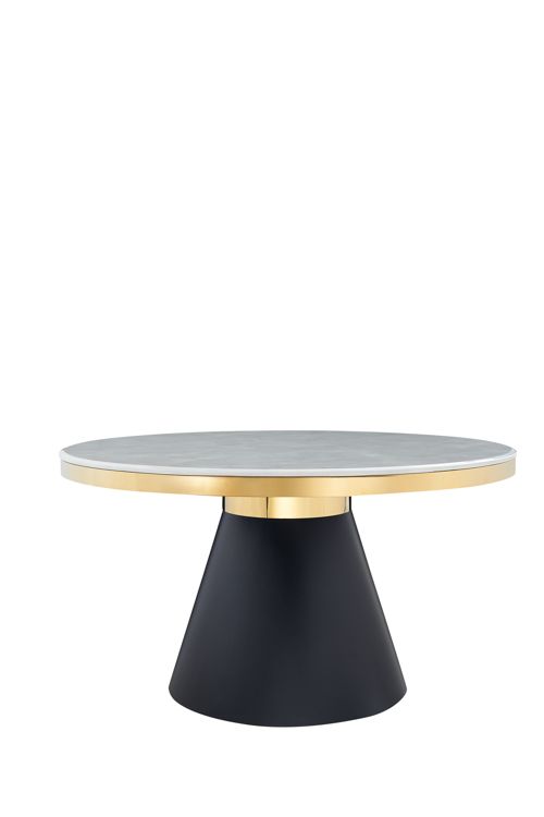 Moderner Runder Esstisch – Eleganz in Marmoroptik und Matt Schwarz Ø 140 x 76 cm