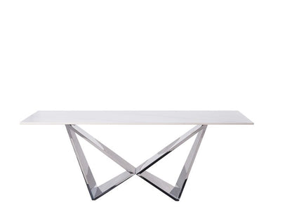 Edler Couchtisch in Marmor-Optik mit Edelstahlbeinen – 130 x 70 x 42 cm