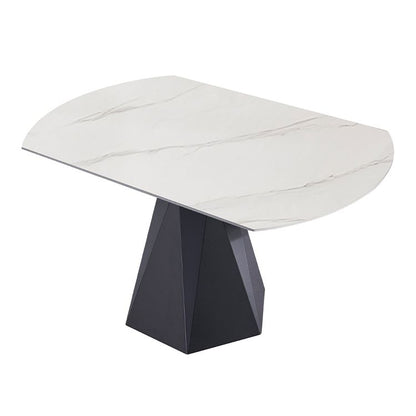 Moderner Esstisch aus Marmor – rund mit vergoldetem Edelstahlgestell 86/130 x 76 cm