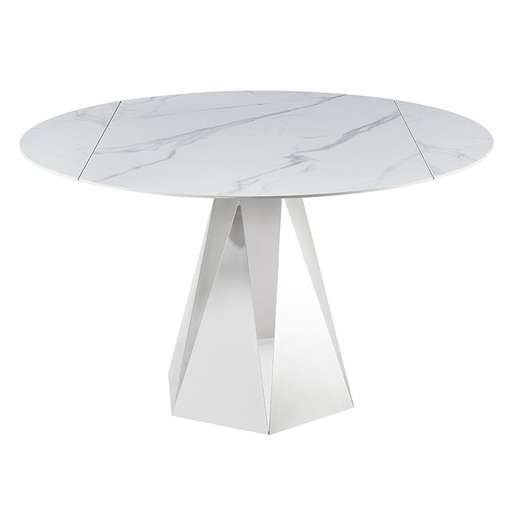 Moderner Esstisch aus Marmor – rund mit vergoldetem Edelstahlgestell 86/130 x 76 cm
