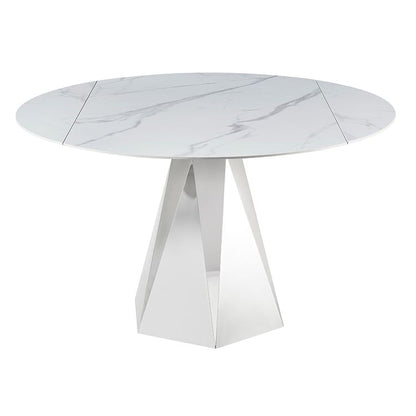 Moderner Esstisch aus Marmor – rund mit vergoldetem Edelstahlgestell 86/130 x 76 cm