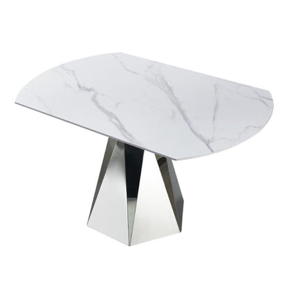 Moderner Esstisch aus Marmor – rund mit vergoldetem Edelstahlgestell 86/130 x 76 cm