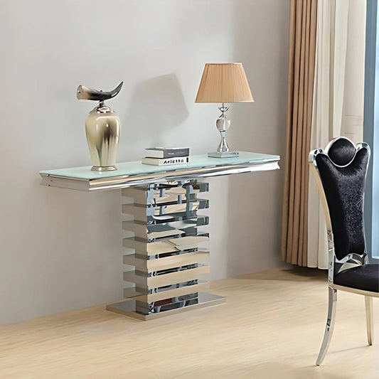Ablagetisch Monza mit einzigartigem Tischbein 160cm silber