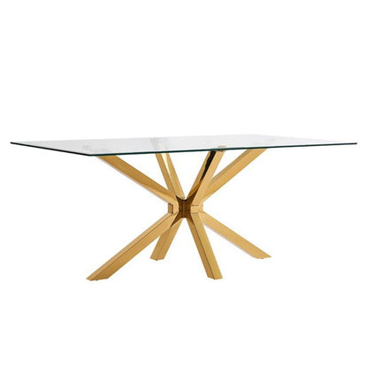 Esstisch Terni mit edlen Edelstahlbeinen Glas/Marmoroptik Tischplatte 180cm