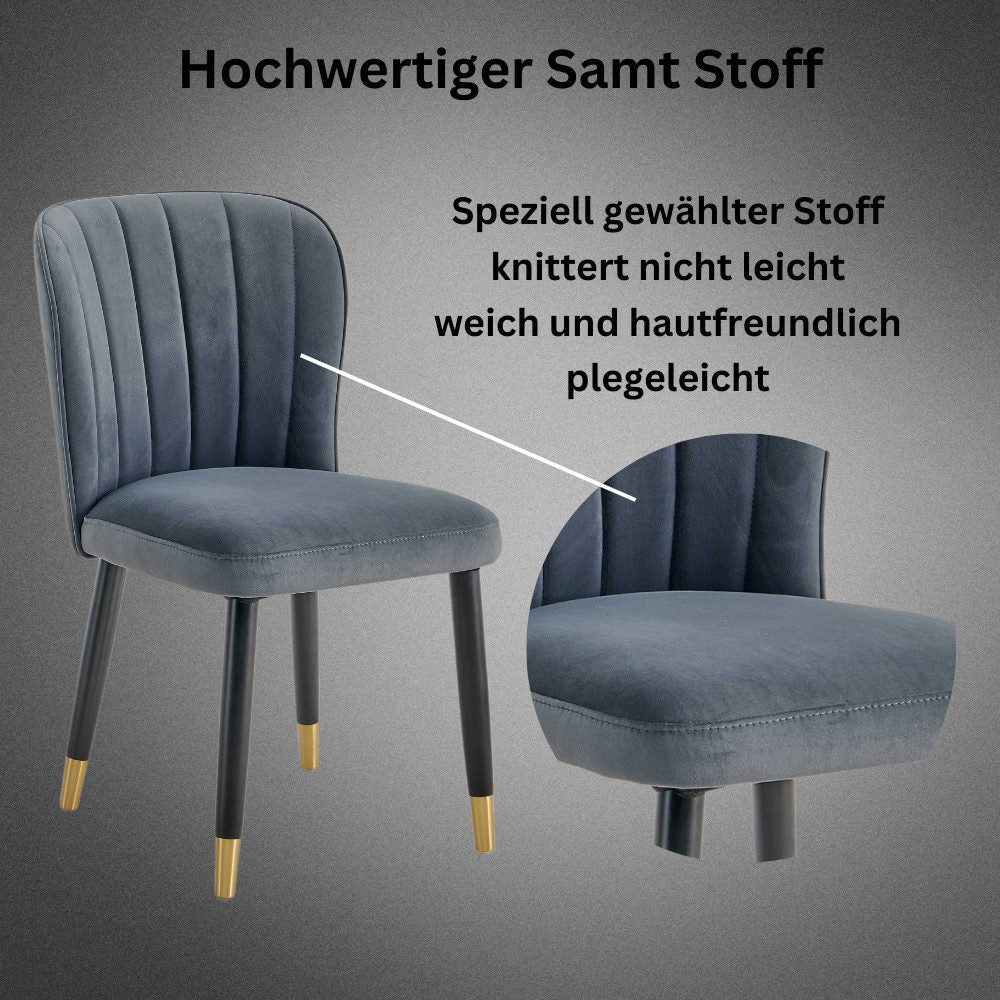 Esszimmerstuhl mit Rückenlehne und gepolsterte Sitzfläche Grau Samt