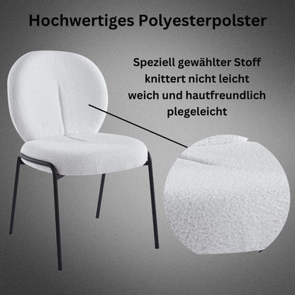 Esszimmerstuhl (Set-2 St./-4 St./-6 St), Wohnzimmerstuhl, Bouclé-Stoff