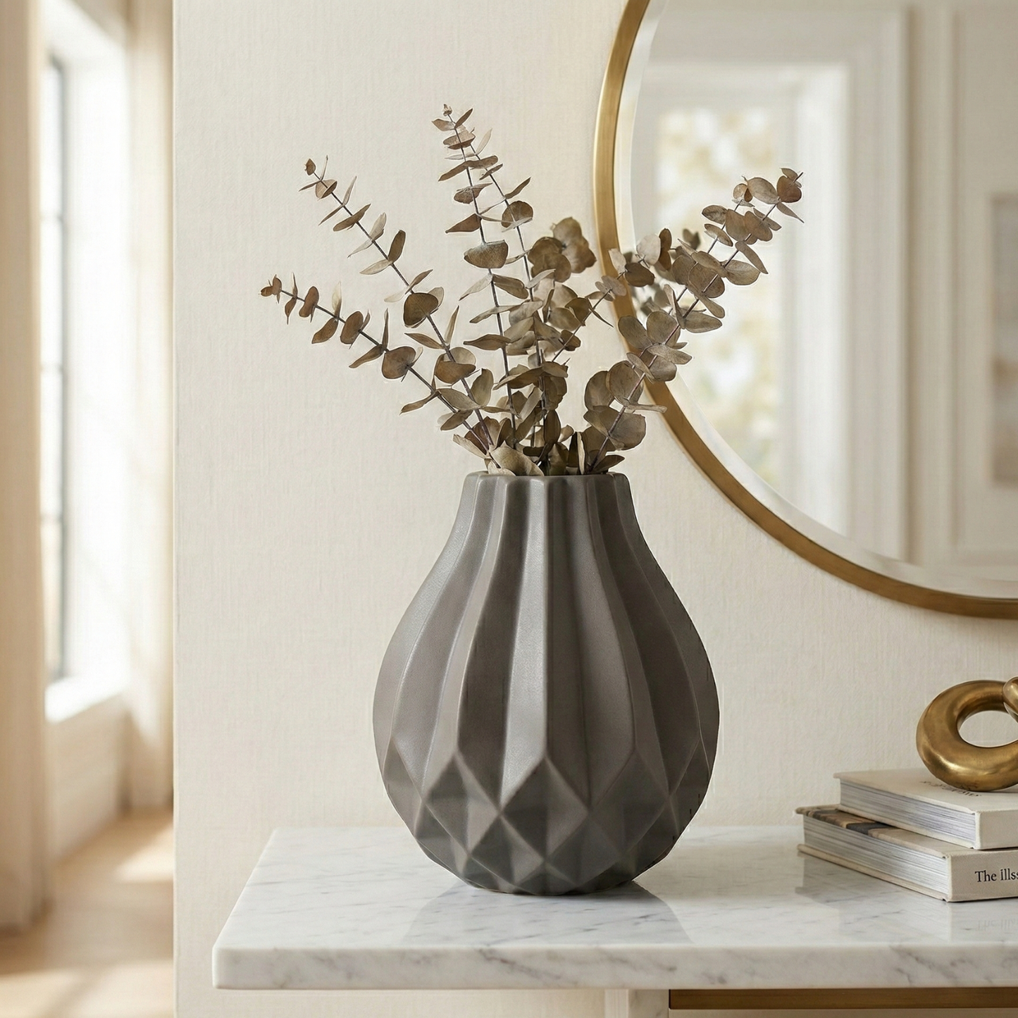 Deko- Vase NORA aus hochwertige Keramik Ø22,5X25,5 CM Grau