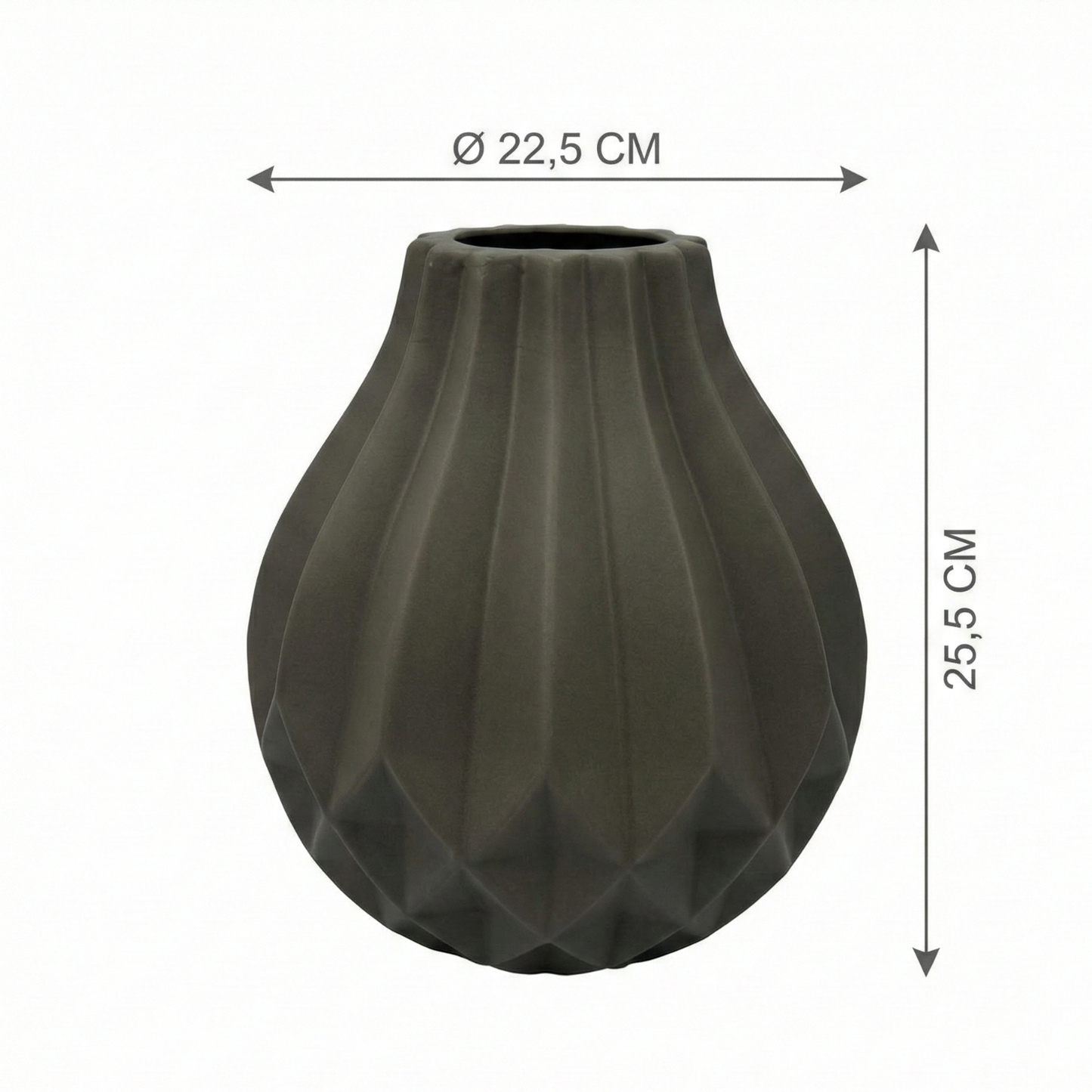 Deko- Vase NORA aus hochwertige Keramik Ø22,5X25,5 CM Grau